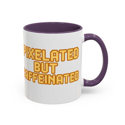 Pixelated Caffeinated Coffee Mug | Gamer Gift, Cute Coffee Cup, Retro Style Mug, Unique Gift for Him/Her, Home Office Decor
