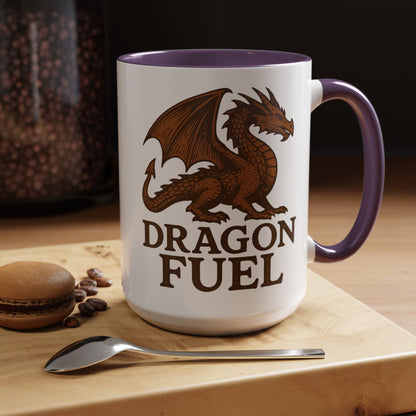 Dragon Fuel Coffee Mug - 11/15oz, Fantasy Gift for Gamers, Unique Dragon Lover's Cup, Dungeons & Dragons Drinkware, Gift for Wizards