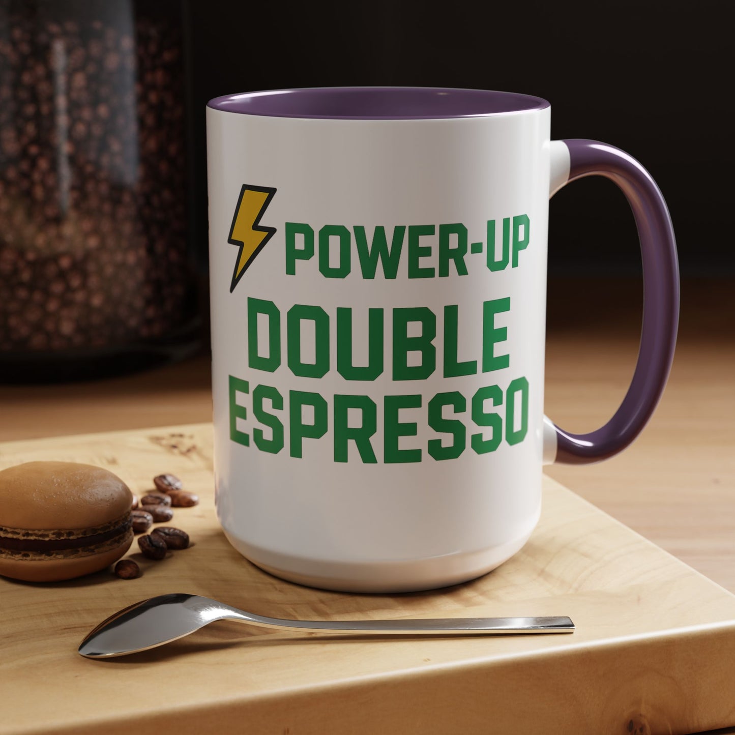 Power-Up Double Espresso Coffee Mug | Energizing Drinkware for Coffee Lovers, Gift for Baristas, Morning Motivation, Kitchen Decor
