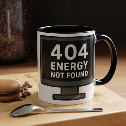 Humorous 404 Energy Not Found Coffee Mug, Funny Gift for Programmers, Unique Office Mug, Tech Lover's Gift, Coffee Lovers Mug