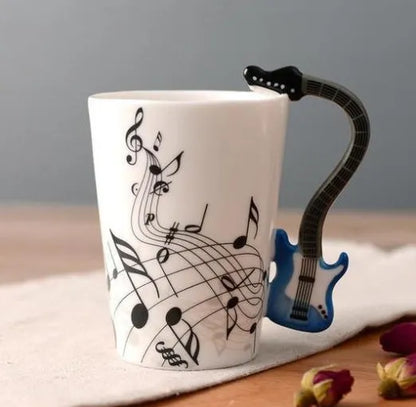 Music Notes with Instrument Handle ceramic mug porcelain cup - Mug World