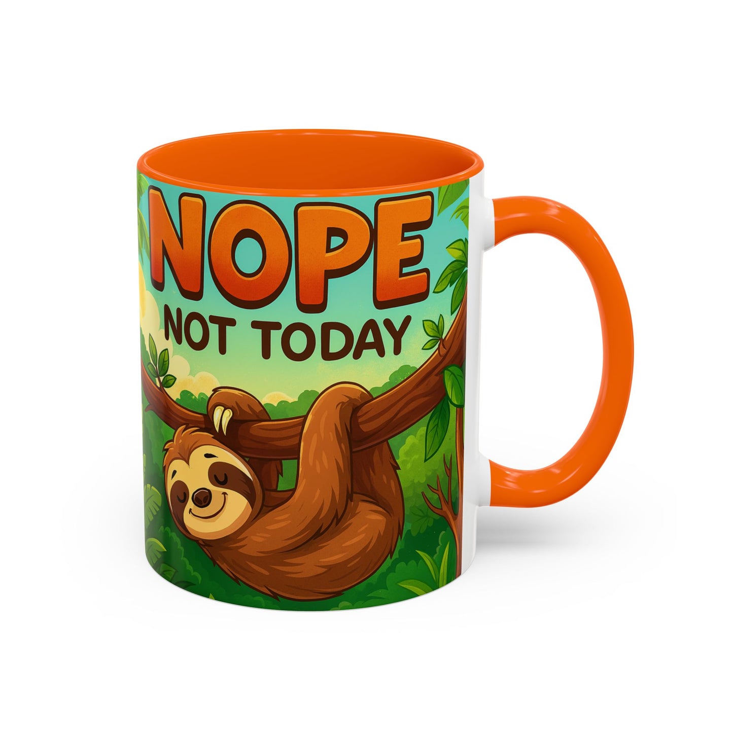 Sloth Nope Not Today-Themed Coffee Mug, Humorous Accent Mug for Animal Lovers, Perfect for Birthdays