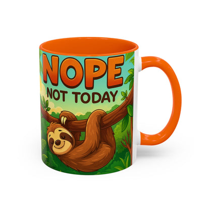 Sloth Nope Not Today-Themed Coffee Mug, Humorous Accent Mug for Animal Lovers, Perfect for Birthdays