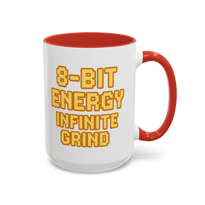 8-Bit Energy Infinite Grind, Cool Gaming Gift, Retro Video Game Cup, Perfect for Gamers, Fun Office Mug