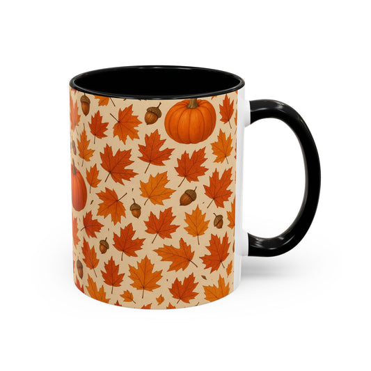 Autumn Leaves Coffee Mug, Pumpkin Mug, Fall Decor, Seasonal Gift, Nature Lover Mug, Cozy Kitchenware