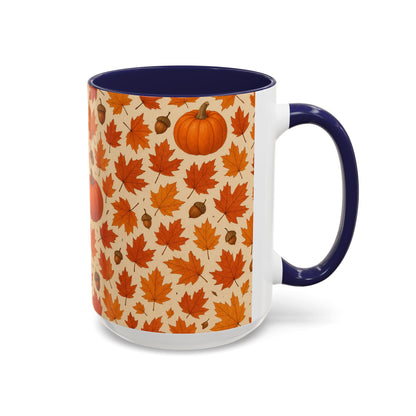 Autumn Leaves Coffee Mug, Pumpkin Mug, Fall Decor, Seasonal Gift, Nature Lover Mug, Cozy Kitchenware