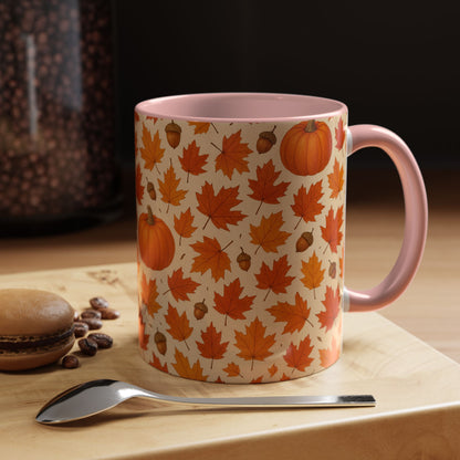 Autumn Leaves Coffee Mug, Pumpkin Mug, Fall Decor, Seasonal Gift, Nature Lover Mug, Cozy Kitchenware