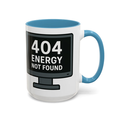 Humorous 404 Energy Not Found Coffee Mug, Funny Gift for Programmers, Unique Office Mug, Tech Lover's Gift, Coffee Lovers Mug