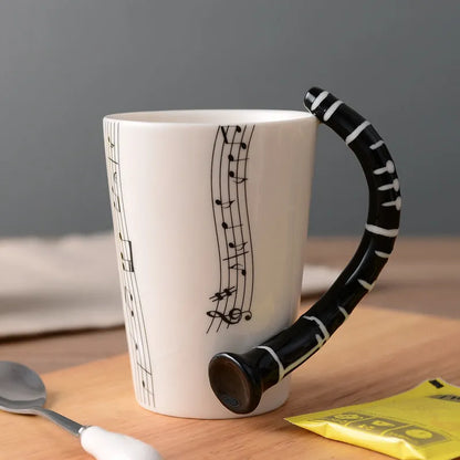 Music Notes with Instrument Handle ceramic mug porcelain cup - Mug World