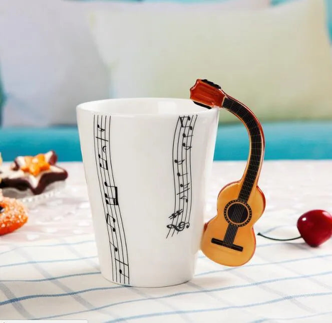 Music Notes with Instrument Handle ceramic mug porcelain cup - Mug World